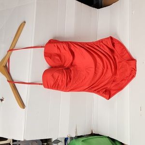 EUC Lizclaiborne Women's sz 8 Swimsuit w/built-in bra 1 strap around the neck